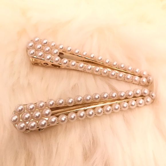 ZARA Hair Clip Pearl Set Rose Gold Jumbo Duo NEW - Picture 2 of 15